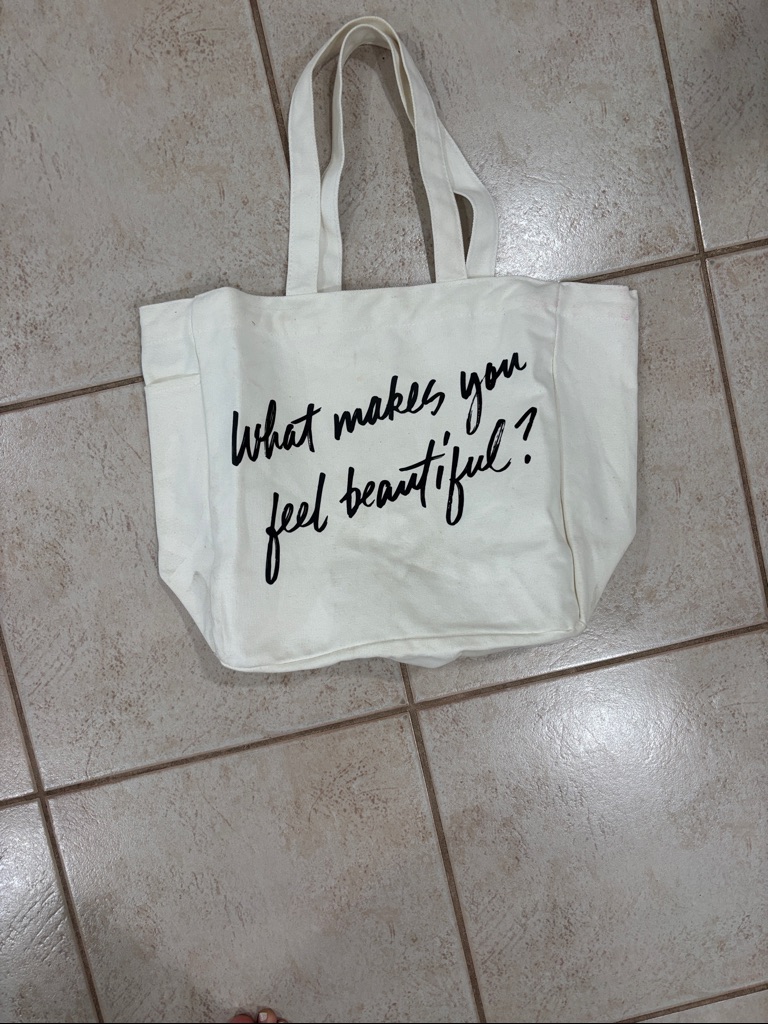 Canvas Tote Bag With Script Print - White